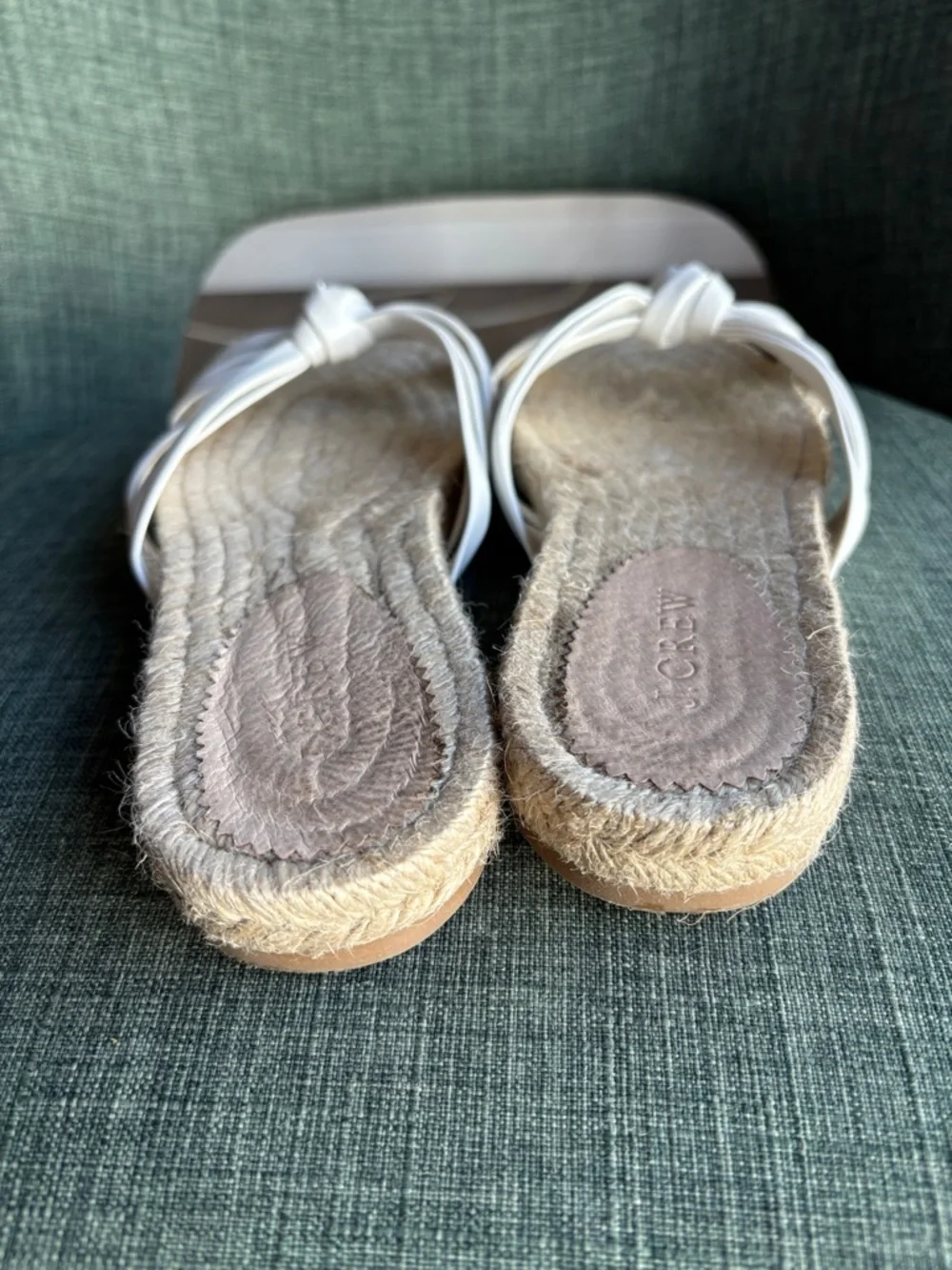 J. Crew women’s White Knotted Espadrille summer Slides Size 8 worn once EUC! - Picture 9 of 14